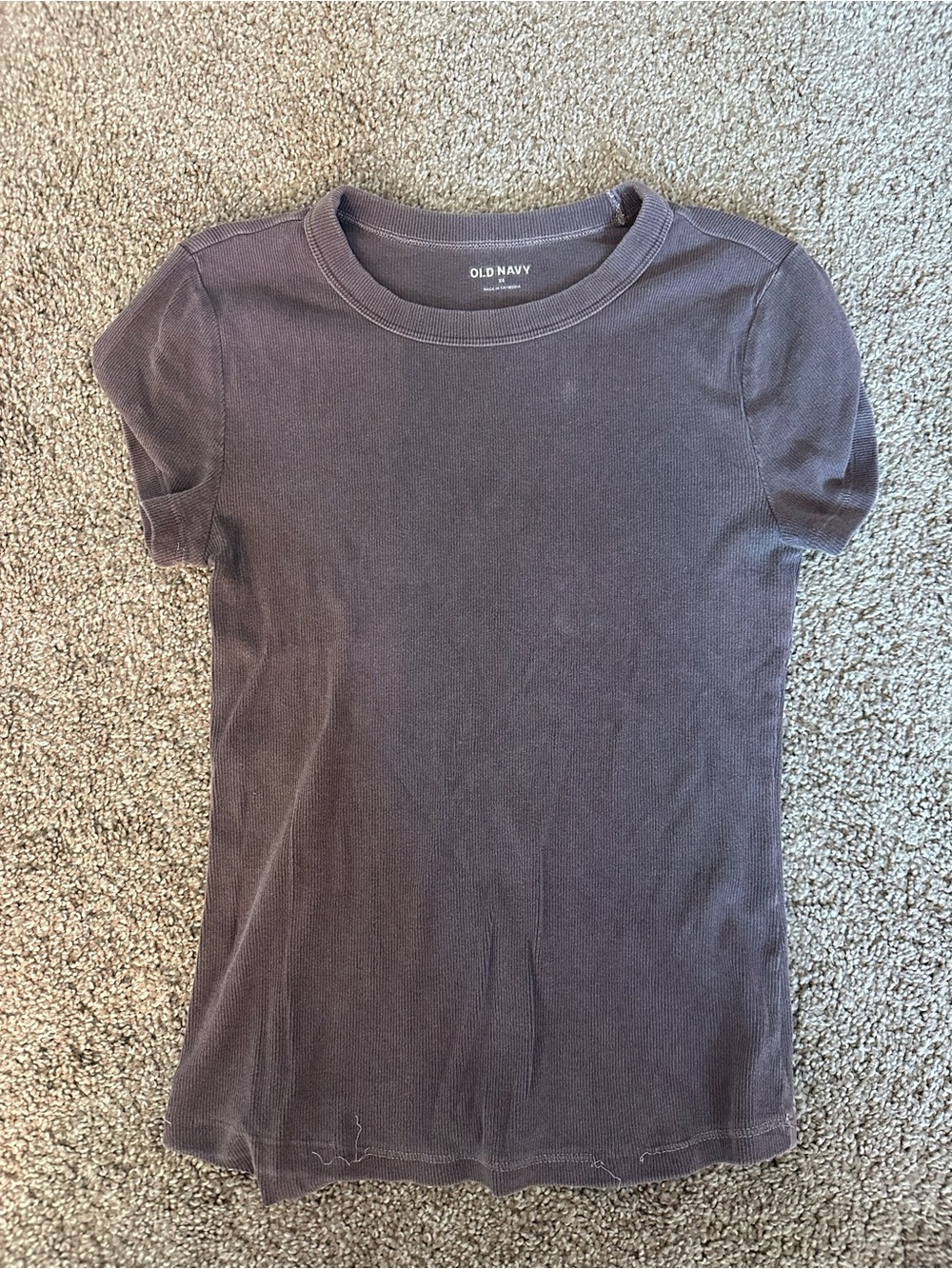 Old Navy Women's Short Sleeve Crewneck Top - Plum Brown